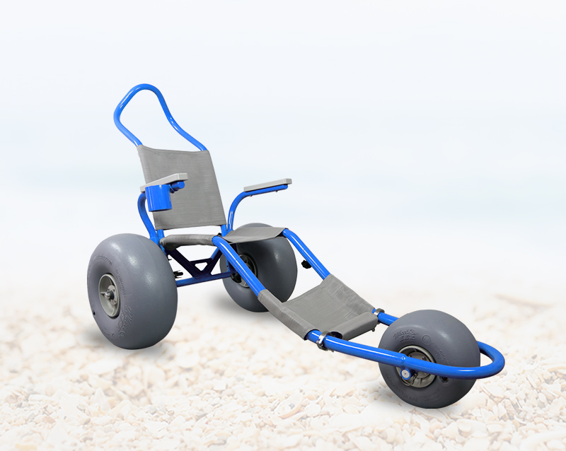 Blue sand rider beach wheelchair wide armrests and cup holder