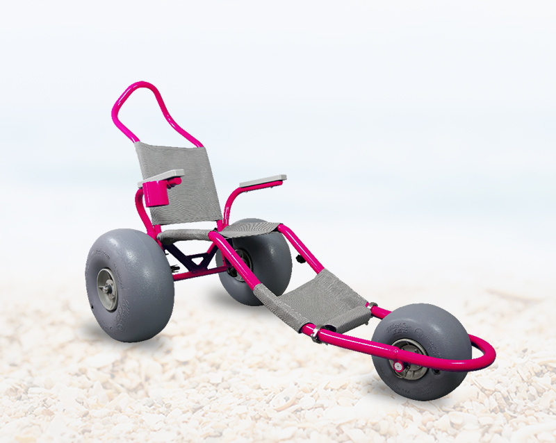 Purple sand rider beach wheelchair wide armrests and cup holder