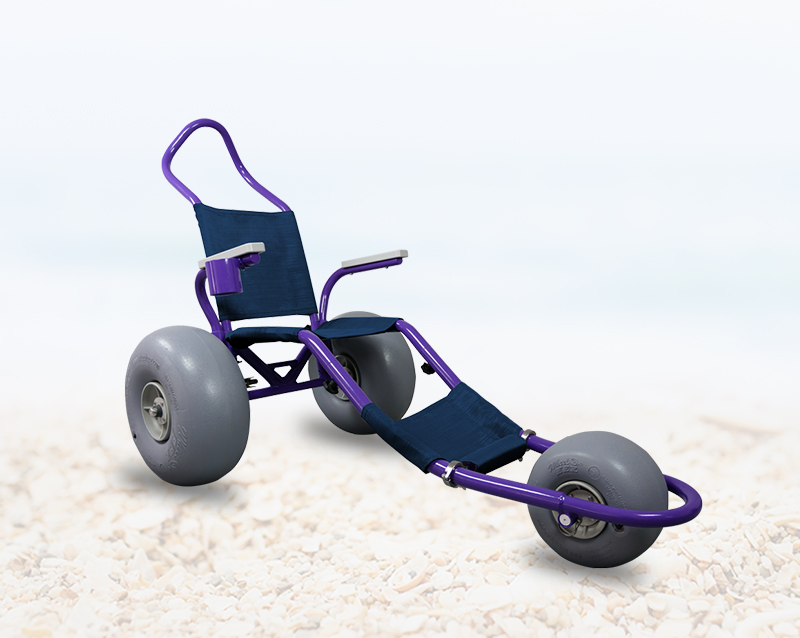 Purple sand rider beach wheelchair wide armrests and cup holder